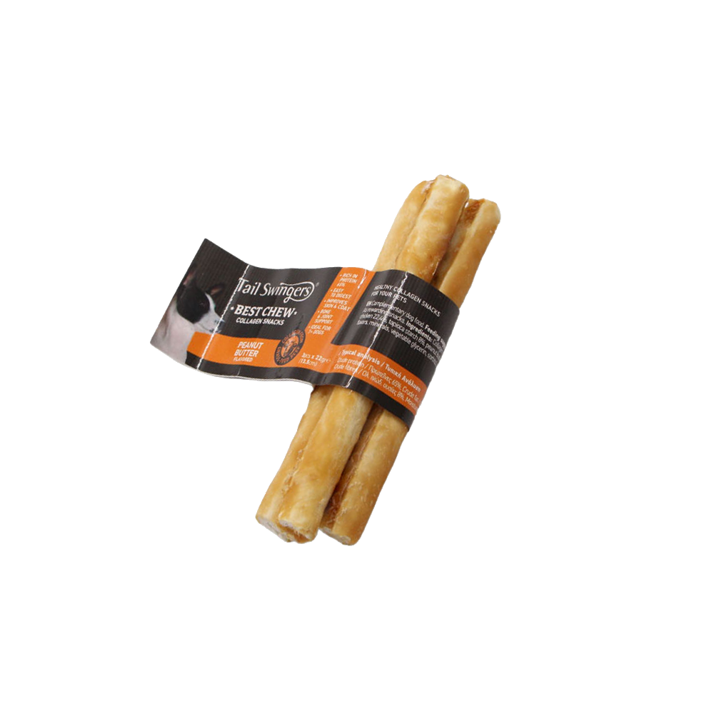 COLLAGEN STICKS-PEANUT 12PCS (13.5cm 22gr*3pcs) — Tailswingers